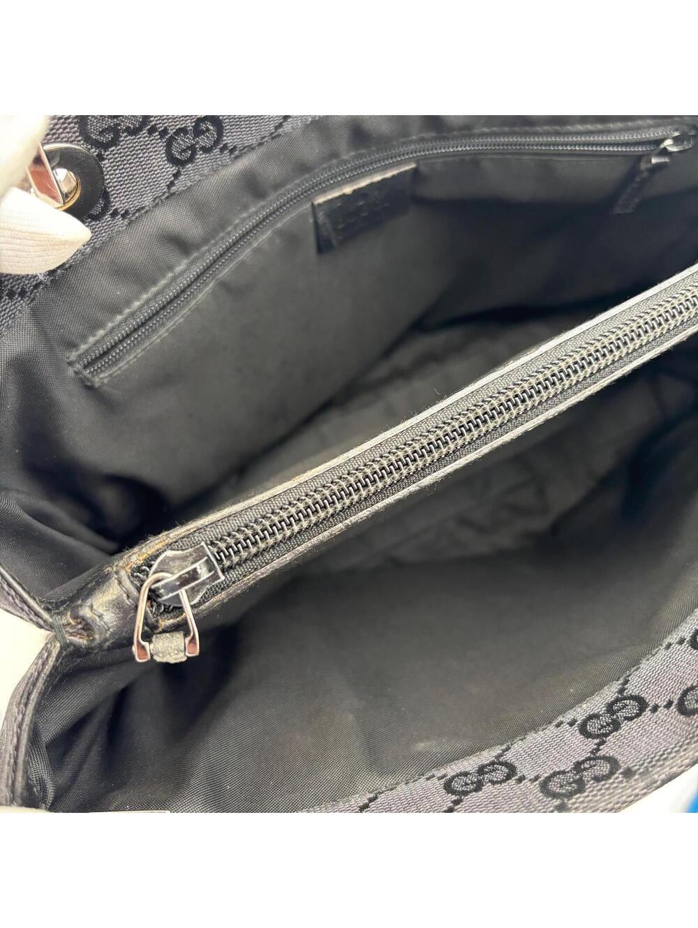 Gucci Bamboo GG Canvas Tote Bag Black - Picture 10 of 12